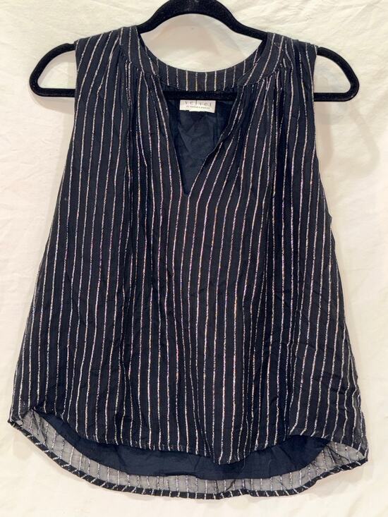Velvet by Graham & Spencer Tops - Velvet Graham & Spencer Black Metallic Stripe Top S